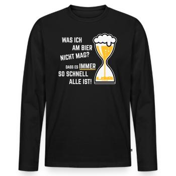 Was Ich Am Bier Nicht Mag? (Sanduhr Bieruhr / 3C) - Männer Premium Bio Langarmshirt - Schwarz - Vorne - Nico (187cm)