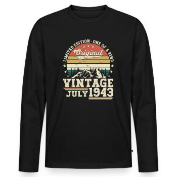 Original Juillet Millésime 1943 79ème Anniversaire Hommes - T-shirt manches longues Premium bio Homme - noir - Devant - Nico (187cm)