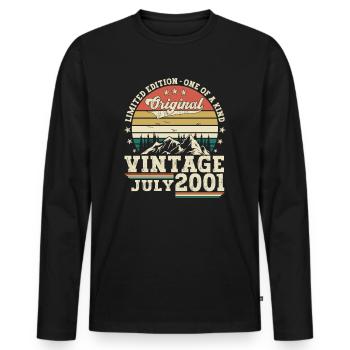 Vintage July 2001 21st birthday Men 21 years - Men's Premium Organic Long Sleeve Shirt - black - Front - Nico (187cm)