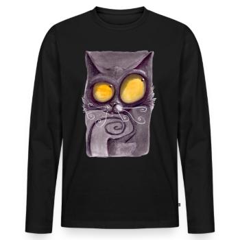 Serial Cat 14 - Men's Premium Organic Long Sleeve Shirt - black - Front - Nico (187cm)