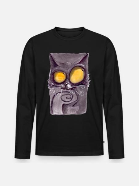 Serial Cat 14 - Men's Premium Organic Long Sleeve Shirt - black