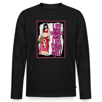 ÉROTIQUE FILLE SEXY DOMINATION SOUMISSION MAUVAISES CHOSES - T-shirt manches longues Premium bio Homme - noir - Devant - Nico (187cm)