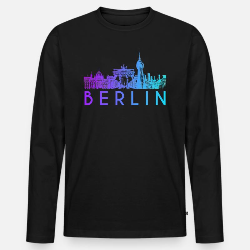 Berlin Skyline - Männer Premium Bio Langarmshirt - Schwarz