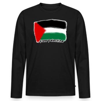 Free Palestine Flag - Men's Premium Organic Long Sleeve Shirt - black - Front - Nico (187cm)