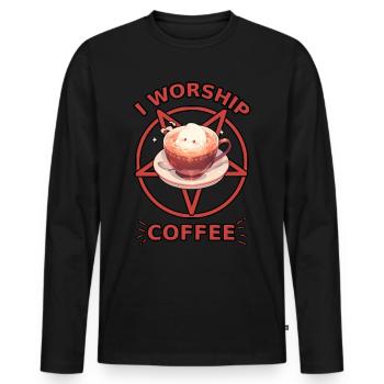 Art Café - Devil Worship - Men's Premium Organic Long Sleeve Shirt - black - Front - Nico (187cm)