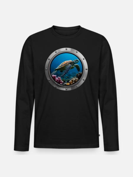 Sea Turtle Animal - 3 - Men's Premium Organic Long Sleeve Shirt - black