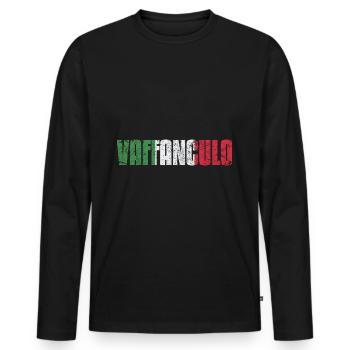 Funny Italian Italy Vaffanculo hand gesture - Men's Premium Organic Long Sleeve Shirt - black - Front - Nico (187cm)