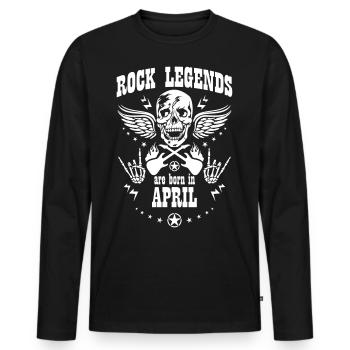 Rock Legends are born in April Skull Music Star - Männer Premium Bio Langarmshirt - Schwarz - Vorne - Nico (187cm)