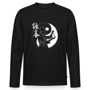 WingTsun Kung Fu - Männer Premium Bio Langarmshirt - Schwarz - Vorne - Nico (187cm)