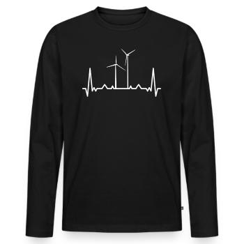 Herzschlag Windrad Windpark - Männer Premium Bio Langarmshirt - Schwarz - Vorne - Nico (187cm)