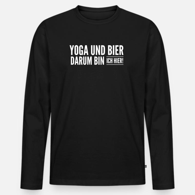 Yoga und Bier - Männer Premium Bio Langarmshirt - Schwarz