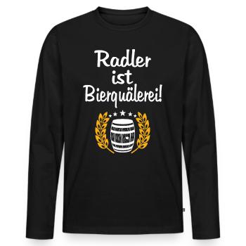 Radler Bierquälerei Spruch - Männer Premium Bio Langarmshirt - Schwarz - Vorne - Nico (187cm)