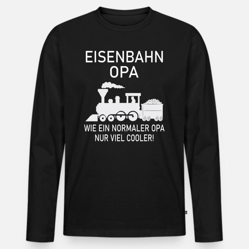 Eisenbahn Opa - Männer Premium Bio Langarmshirt - Schwarz