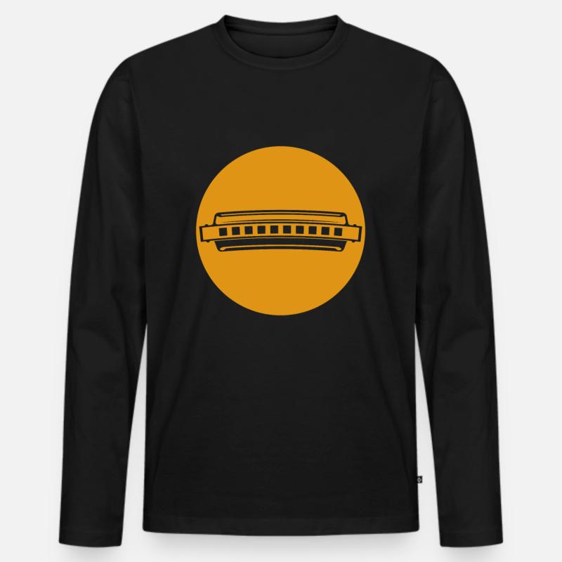 Mundharmonika - Männer Premium Bio Langarmshirt - Schwarz
