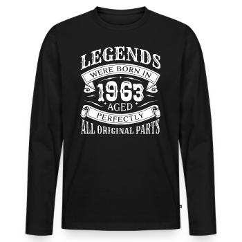 60e anniversaire 1963 - cadeau - T-shirt manches longues Premium bio Homme - noir - Devant - Nico (187cm)