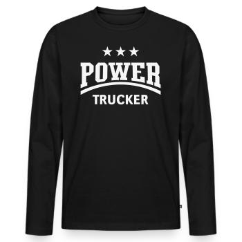 Power Trucker (LKW-Fahrer / Fernfahrer / White) - Männer Premium Bio Langarmshirt - Schwarz - Vorne - Nico (187cm)