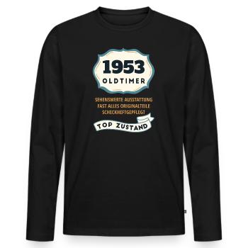 Geburtstag Geschenkidee - 1953 Oldtimer Vintage - Männer Premium Bio Langarmshirt - Schwarz - Vorne - Nico (187cm)
