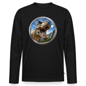 T Rex Animal - 3 - Men's Premium Organic Long Sleeve Shirt - black - Front - Nico (187cm)