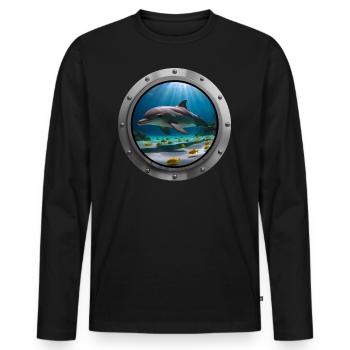 Dolphin Animal - 1 - Men's Premium Organic Long Sleeve Shirt - black - Front - Nico (187cm)