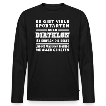 Biathlon ist die beste Sportart - Männer Premium Bio Langarmshirt - Schwarz - Vorne - Nico (187cm)