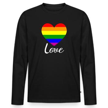Love Pride Herz - Männer Premium Bio Langarmshirt - Schwarz - Vorne - Nico (187cm)