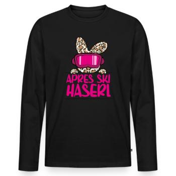 Après Skihaserl - Skifahrerin Apres Ski Party - Männer Premium Bio Langarmshirt - Schwarz - Vorne - Nico (187cm)