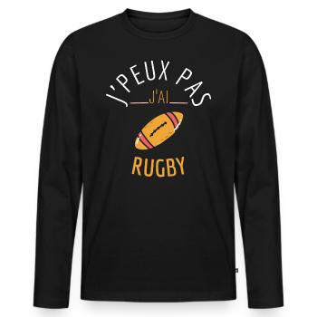 j'peux pas j'ai rugby - T-shirt manches longues Premium bio Homme - noir - Devant - Nico (187cm)
