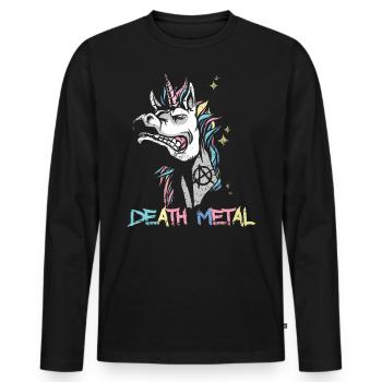 Death Metal Einhorn Musik Metal Head Rocker Heavy - Männer Premium Bio Langarmshirt - Schwarz - Vorne - Nico (187cm)