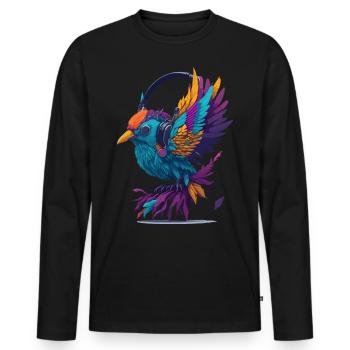 Musik Birdie - Männer Premium Bio Langarmshirt - Schwarz - Vorne - Nico (187cm)