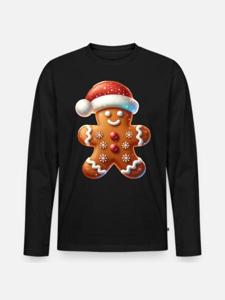 Pepparkakor Pepparkaka Man Xmas - Ekologisk långärmad premium-T-shirt herr - svart