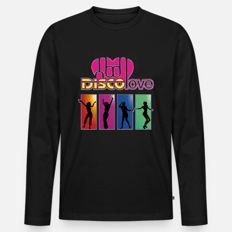 Disco Love Dance - Männer Premium Bio Langarmshirt - Schwarz