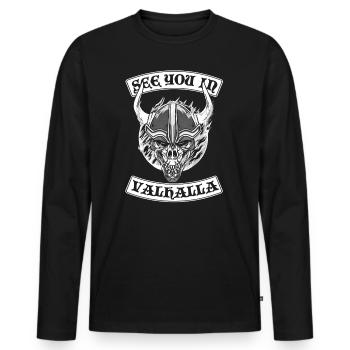 SEE YOU IN VALHALLA Wikinger nordisch - Männer Premium Bio Langarmshirt - Schwarz - Vorne - Nico (187cm)