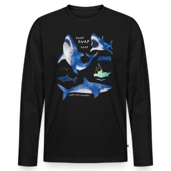 Jaws Feeling Snappy - Men's Premium Organic Long Sleeve Shirt - black - Front - Nico (187cm)