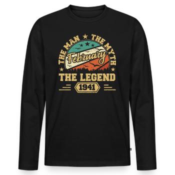 Birthday present - born in February 1941 - Men's Premium Organic Long Sleeve Shirt - black - Front - Nico (187cm)