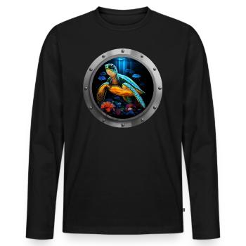 Sea Turtle Animal - 2 - Men's Premium Organic Long Sleeve Shirt - black - Front - Nico (187cm)
