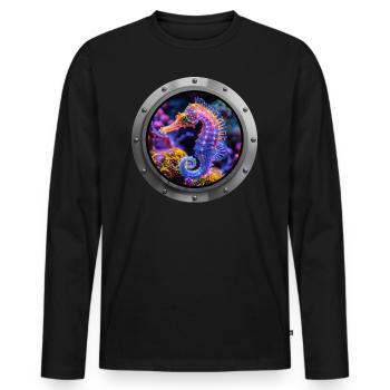Seahorse Animal - 4 - Men's Premium Organic Long Sleeve Shirt - black - Front - Nico (187cm)
