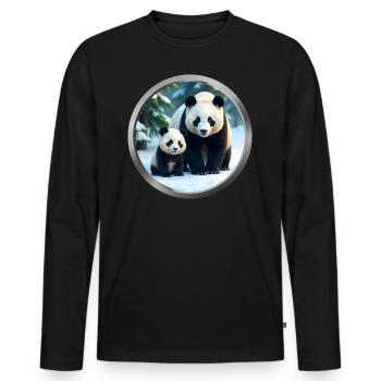 Panda and Cub - Men's Premium Organic Long Sleeve Shirt - black - Front - Nico (187cm)
