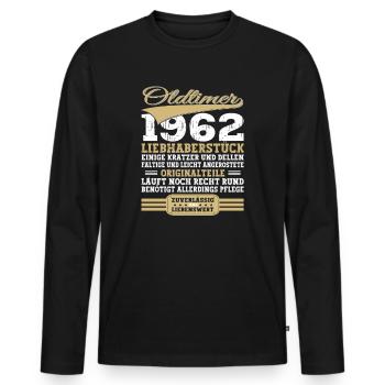 Oldtimer 1962 61. Geburtstag Geschenk Herrenik - Männer Premium Bio Langarmshirt - Schwarz - Vorne - Nico (187cm)