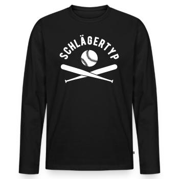 Schlägertyp Baseballspieler Baseballer Baseball - Männer Premium Bio Langarmshirt - Schwarz - Vorne - Nico (187cm)