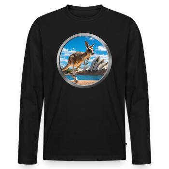 Kangaroo Animal - 2 - Men's Premium Organic Long Sleeve Shirt - black - Front - Nico (187cm)