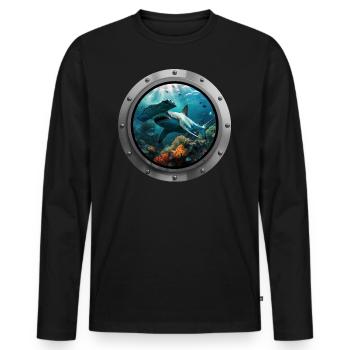 Shark Animal - 2 - Men's Premium Organic Long Sleeve Shirt - black - Front - Nico (187cm)