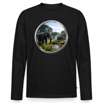 Elephant Animal - 4 - Men's Premium Organic Long Sleeve Shirt - black - Front - Nico (187cm)