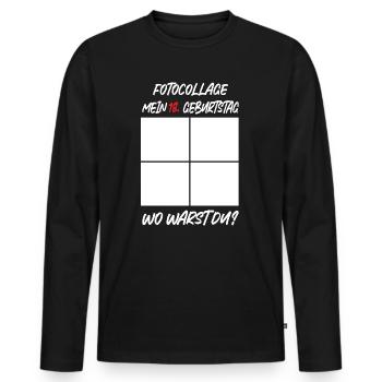Anniversaire de 18 ans Où étais-tu ? - T-shirt manches longues Premium bio Homme - noir - Devant - Nico (187cm)