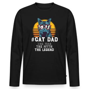 Conception de papa de chat pour un amoureux des chats - T-shirt manches longues Premium bio Homme - noir - Devant - Nico (187cm)