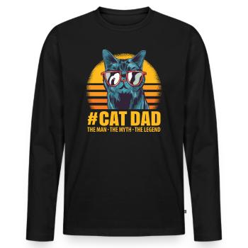 Cat Dad Design for a Cat Lover - Men's Premium Organic Long Sleeve Shirt - black - Front - Nico (187cm)