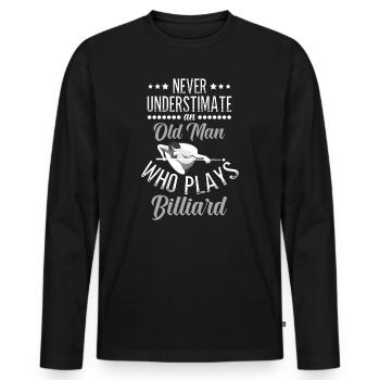 Pool Billard Kö Snooker Zubehör Spieler Kreide - Männer Premium Bio Langarmshirt - Schwarz - Vorne - Nico (187cm)