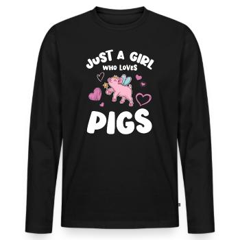 Wutz Schwein Schweinchen Schweine - Männer Premium Bio Langarmshirt - Schwarz - Vorne - Nico (187cm)