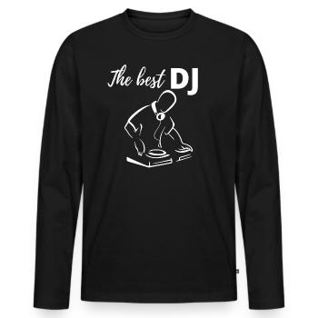 DJ et sa platine. - T-shirt manches longues Premium bio Homme - noir - Devant - Nico (187cm)