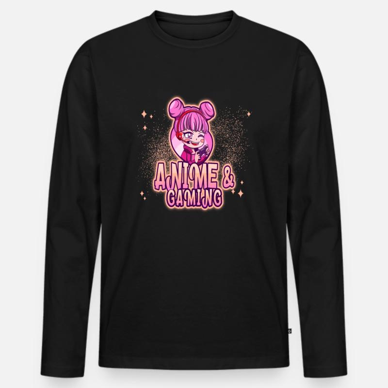 Anime & Gaming - Männer Premium Bio Langarmshirt - Schwarz