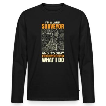 Je suis géomètre et ça va - T-shirt manches longues Premium bio Homme - noir - Devant - Nico (187cm)